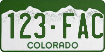 CO license plate 123FAC