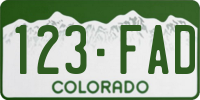 CO license plate 123FAD