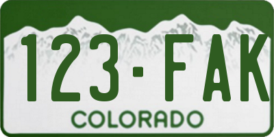 CO license plate 123FAK