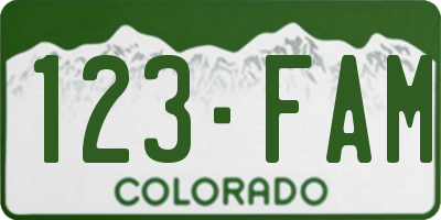 CO license plate 123FAM