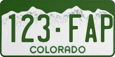 CO license plate 123FAP