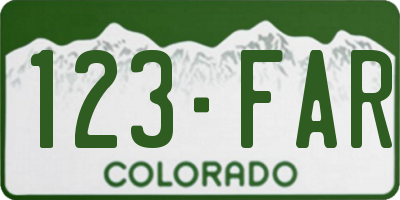 CO license plate 123FAR