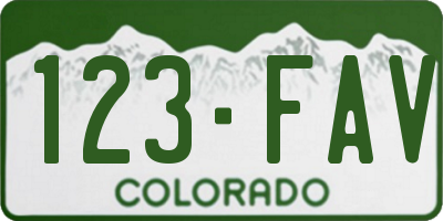 CO license plate 123FAV