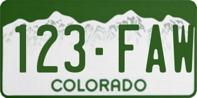 CO license plate 123FAW