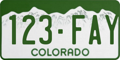 CO license plate 123FAY