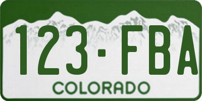 CO license plate 123FBA