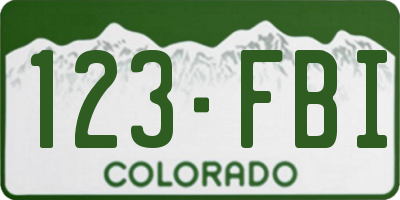 CO license plate 123FBI