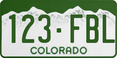 CO license plate 123FBL