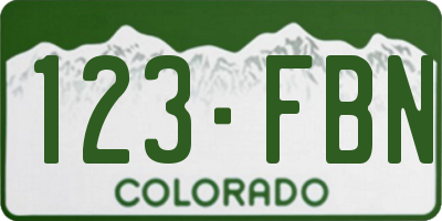 CO license plate 123FBN