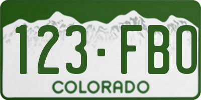 CO license plate 123FBO