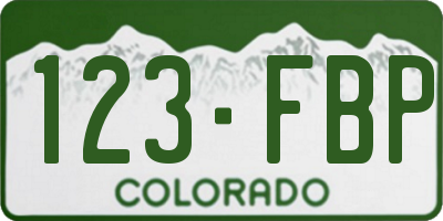 CO license plate 123FBP