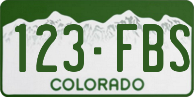 CO license plate 123FBS