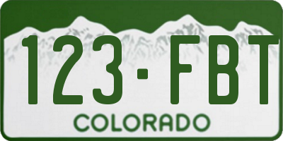 CO license plate 123FBT