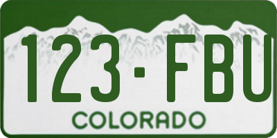 CO license plate 123FBU