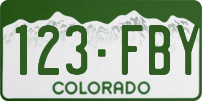 CO license plate 123FBY