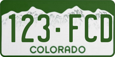 CO license plate 123FCD