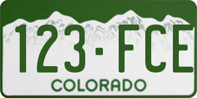 CO license plate 123FCE