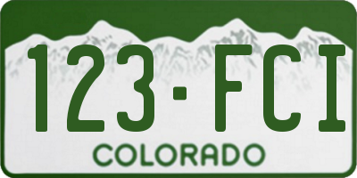 CO license plate 123FCI