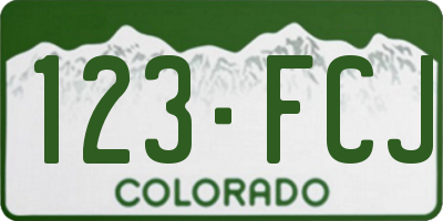 CO license plate 123FCJ