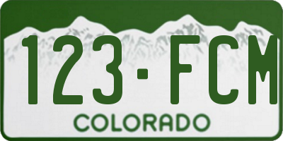 CO license plate 123FCM