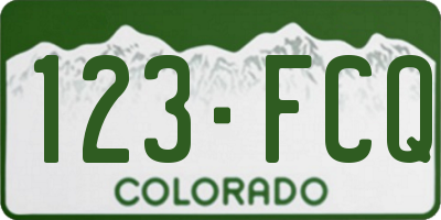 CO license plate 123FCQ