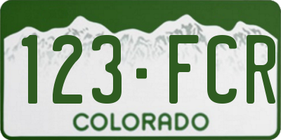 CO license plate 123FCR