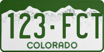 CO license plate 123FCT
