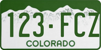 CO license plate 123FCZ