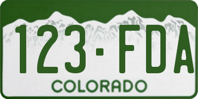 CO license plate 123FDA