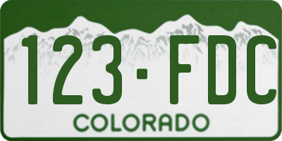 CO license plate 123FDC