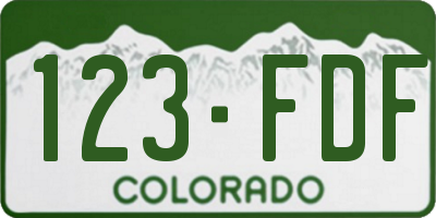 CO license plate 123FDF
