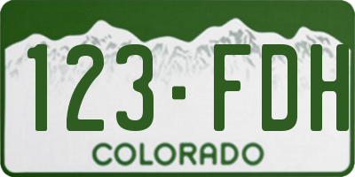 CO license plate 123FDH