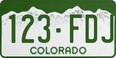 CO license plate 123FDJ