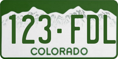 CO license plate 123FDL