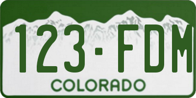 CO license plate 123FDM