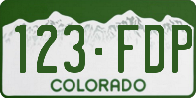 CO license plate 123FDP