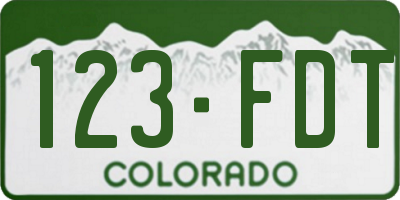 CO license plate 123FDT