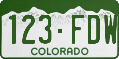 CO license plate 123FDW