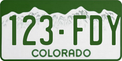 CO license plate 123FDY