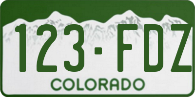 CO license plate 123FDZ