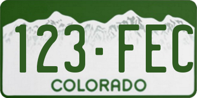 CO license plate 123FEC