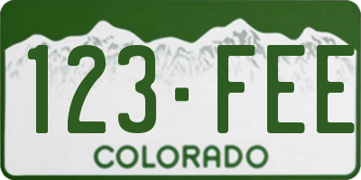 CO license plate 123FEE