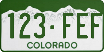 CO license plate 123FEF