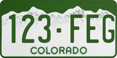 CO license plate 123FEG