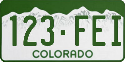 CO license plate 123FEI