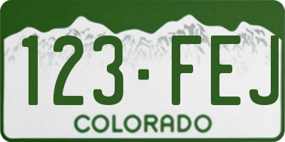 CO license plate 123FEJ