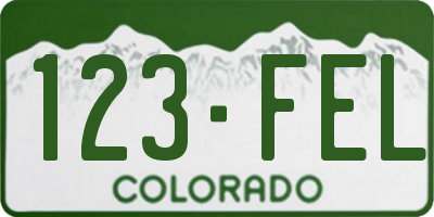 CO license plate 123FEL