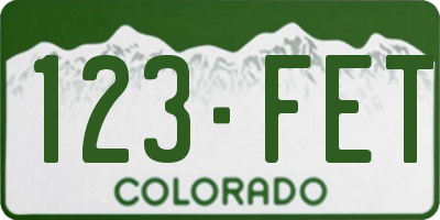 CO license plate 123FET
