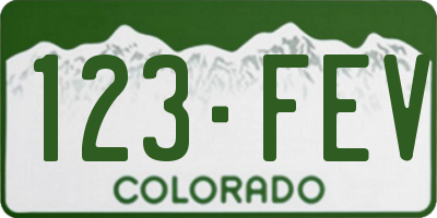 CO license plate 123FEV
