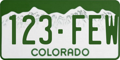 CO license plate 123FEW
